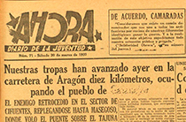 Titulares con la derrota italiana en Masegoso «Ahora. Diario de la Juventud» (20/03/1937)