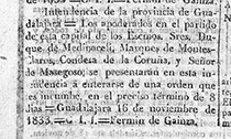 Llamamiento de 1833 al señor de Masegoso